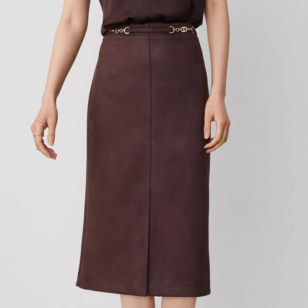Petite Faux Suede Chain Waist Skirt Like New